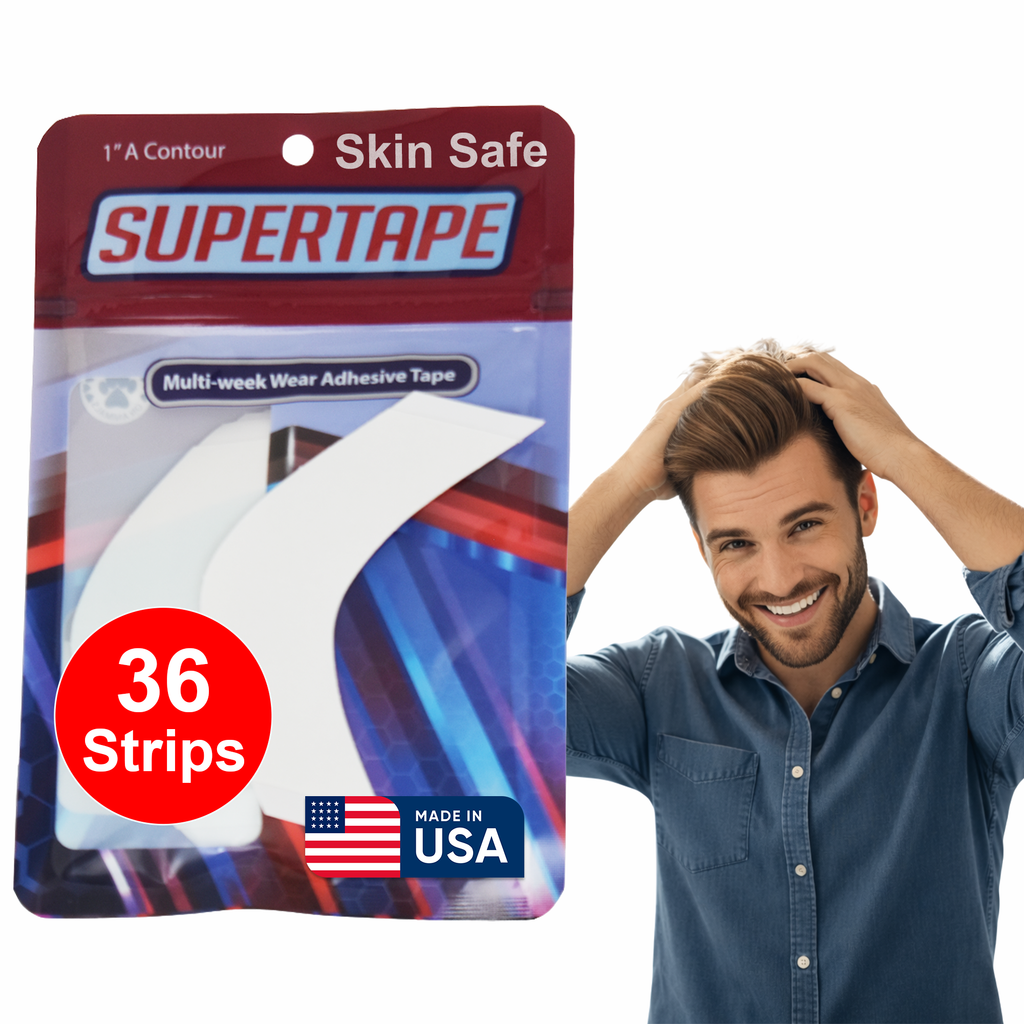 SUPERTAPE Hair System Tape Contours – Strong Hold – Pre-Cut Strips – Double-Sided