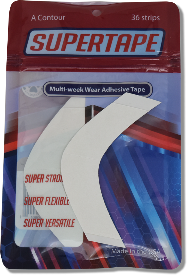 SUPERTAPE Hair System Tape Contours – Strong Hold – Pre-Cut Strips – Double-Sided