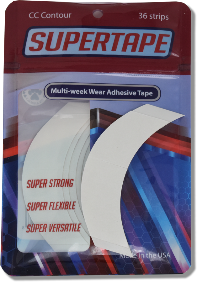 SUPERTAPE Hair System Tape Contours – Strong Hold – Pre-Cut Strips – Double-Sided