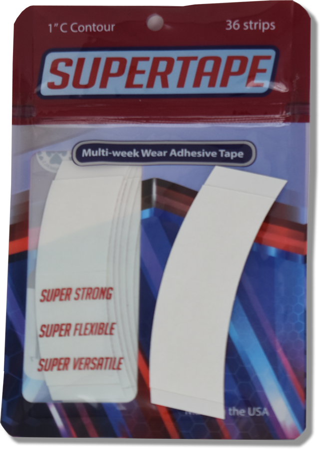 SUPERTAPE Hair System Tape Contours – Strong Hold – Pre-Cut Strips – Double-Sided