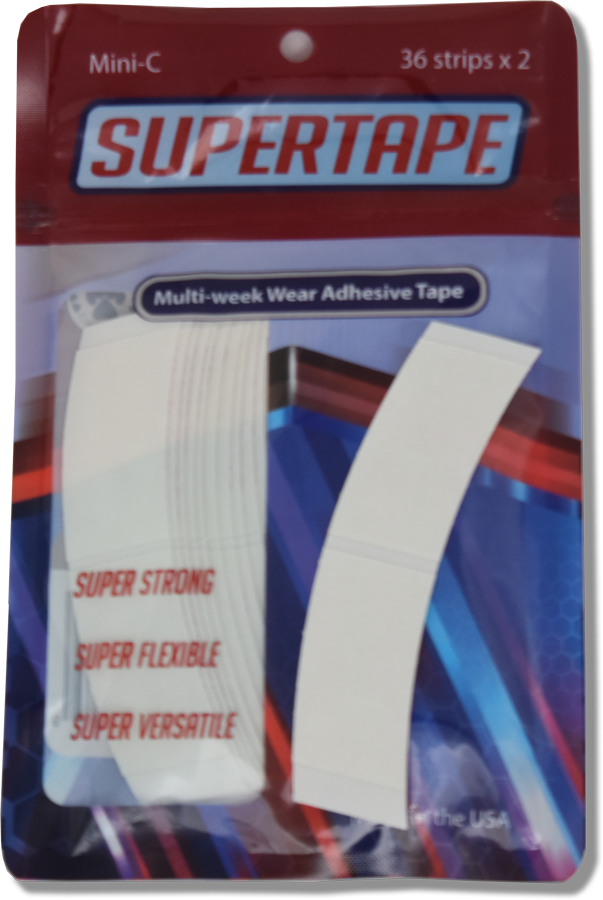 SUPERTAPE Hair System Tape Contours – Strong Hold – Pre-Cut Strips – Double-Sided
