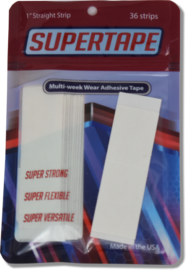 SUPERTAPE Hair System Tape Contours – Strong Hold – Pre-Cut Strips – Double-Sided